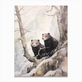 Winter Watercolour Marten 1 Canvas Print