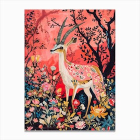 Floral Animal Painting Gazelle 1 Canvas Print