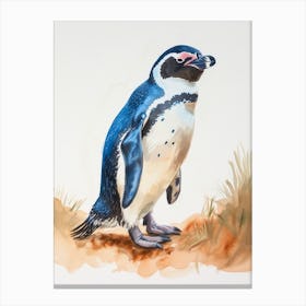 Humboldt Penguin Paradise Harbor Watercolour Painting 3 Canvas Print