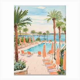 The Resort At Pelican Hill   Newport Beach, California   Resort Storybook Illustration 4 Canvas Print