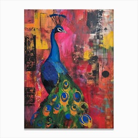 Colourful Brushstroke Peacock 4 Canvas Print