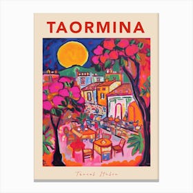 Taormina Italia Travel Poster Canvas Print