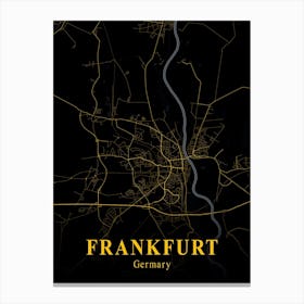Frankfurt Gold City Map 1 Canvas Print