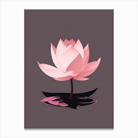 A Pink Lotus In Minimalist Style Vertical Composition 40 Canvas Print