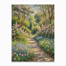 Path In The Flower Garden Canvas Print