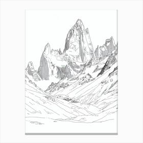 Cerro Torre Argentina Chile Line Drawing 5 Canvas Print