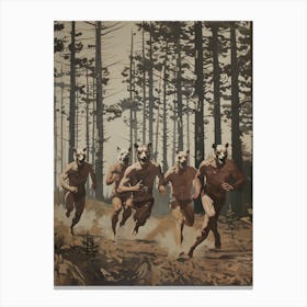 Men Running Redwoods 2 Fy V Canvas Print