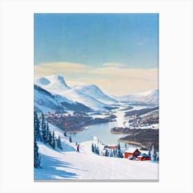 Hemsedal, Norway Vintage Skiing Poster Canvas Print
