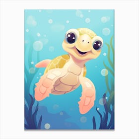 Curious Sea Turtle Digital Illustration Canvas Print