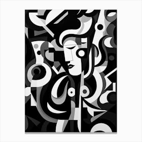 Joy Abstract Black And White 4 Canvas Print