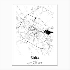 Sofia,Bulgaria Minimalist Map Canvas Print