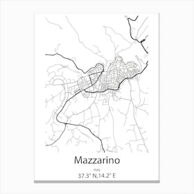 Mazzarino,Italy Minimalist Map Canvas Print