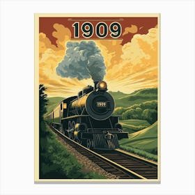 Aihrgdesign A Vintage Travel Poster Of A Powerful Steam Locom 4d27eddd F662 4547 Bc51 5f25e9b178dd 3 Canvas Print