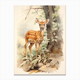 Storybook Animal Watercolour Antelope 4 Canvas Print