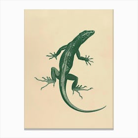 Forest Green Skinks Lizard Blockprint 3 Canvas Print