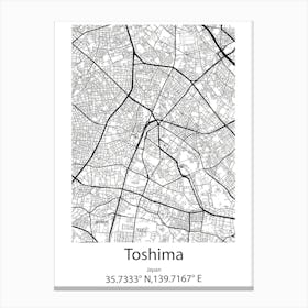 Toshima,Japan Minimalist Map Toile