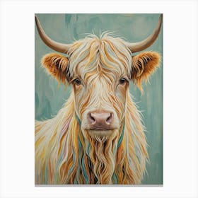 Highland Cow In Pastel Canvas Print