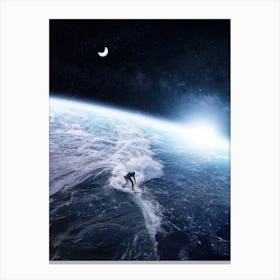 Surf On Earth Space Wave Canvas Print