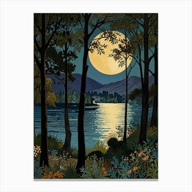 William Morris Moonlight Over The Lake Canvas Print