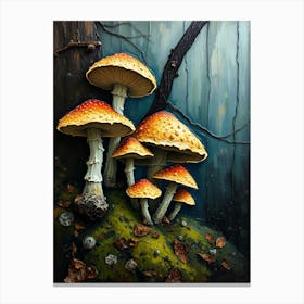 Mushrooms In The Forest 2 Canvas Print