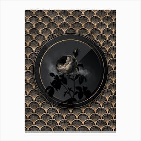 Shadowy Vintage Provence Rose Bloom Botanical in Black and Gold Canvas Print