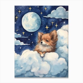 Baby Wolf 3 Sleeping In The Clouds Canvas Print