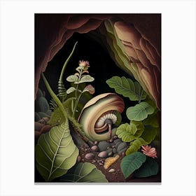 Snail In Cave 1 Botanical Canvas Print