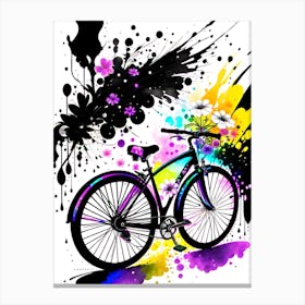 Colorful Bicycle With Splatters Canvas Print