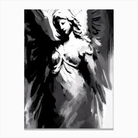 Angelic 1, Symbol Black And White Painting Canvas Print