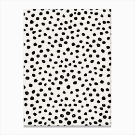Animal Print Brushstroke, Dalmatian Spots, Polka Dots, Black And White Canvas Print
