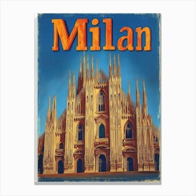 Aihrgdesign A Vintage Travel Poster Of Milan 3 Canvas Print