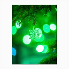 Decorative Spot Green Illumination Holiday Bright Snowflake Highlight Festive High Coloured (18) Canvas Print