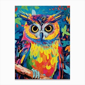 Colourful Bird Painting Eastern Screech Owl 2 Canvas Print
