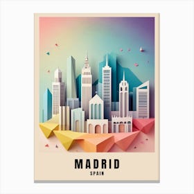Madrid City Travel Poster Spain Low Poly (12) Canvas Print