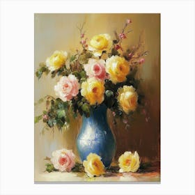 Still Life Vase With Rose Flowers Canvas Print