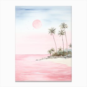 Watercolour Of Pink Sands Beach   Harbour Island Bahamas 2 Canvas Print