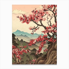 Yama Zakura Mountain Cherry 2 Japanese Botanical Illustration Canvas Print