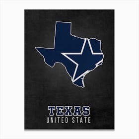 Dallas Cowboys Texas State Map Canvas Print