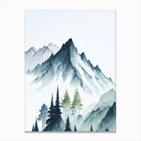 Mountain And Forest In Minimalist Watercolor Vertical Composition 269 Canvas Print