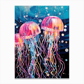 Rainbow Jellyfish Illustrations 3 Canvas Print