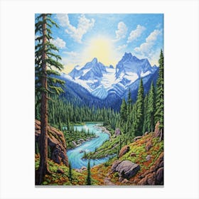 North Cascades National Park Retro Pop Art 12 Canvas Print