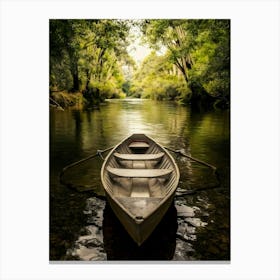 Canoe On The River Canvas Print