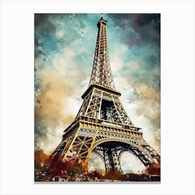 Eiffel Tower Paris France Sketch Drawing Style 11 Canvas Print