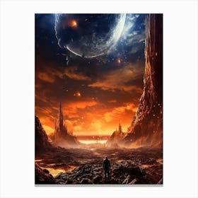 Man Looking At A Planet Canvas Print