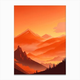 Misty Mountains Vertical Composition In Orange Tone 161 Canvas Print