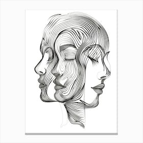 Abstract Women Faces In Line 8 Canvas Print