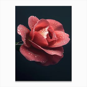 Red Rose With Water Droplets Canvas Print