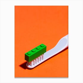 Lego Orange Toothbrush Canvas Print