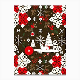 Snowy Festivities Pattern Canvas Print