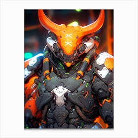 Horned Robot Bull Canvas Print